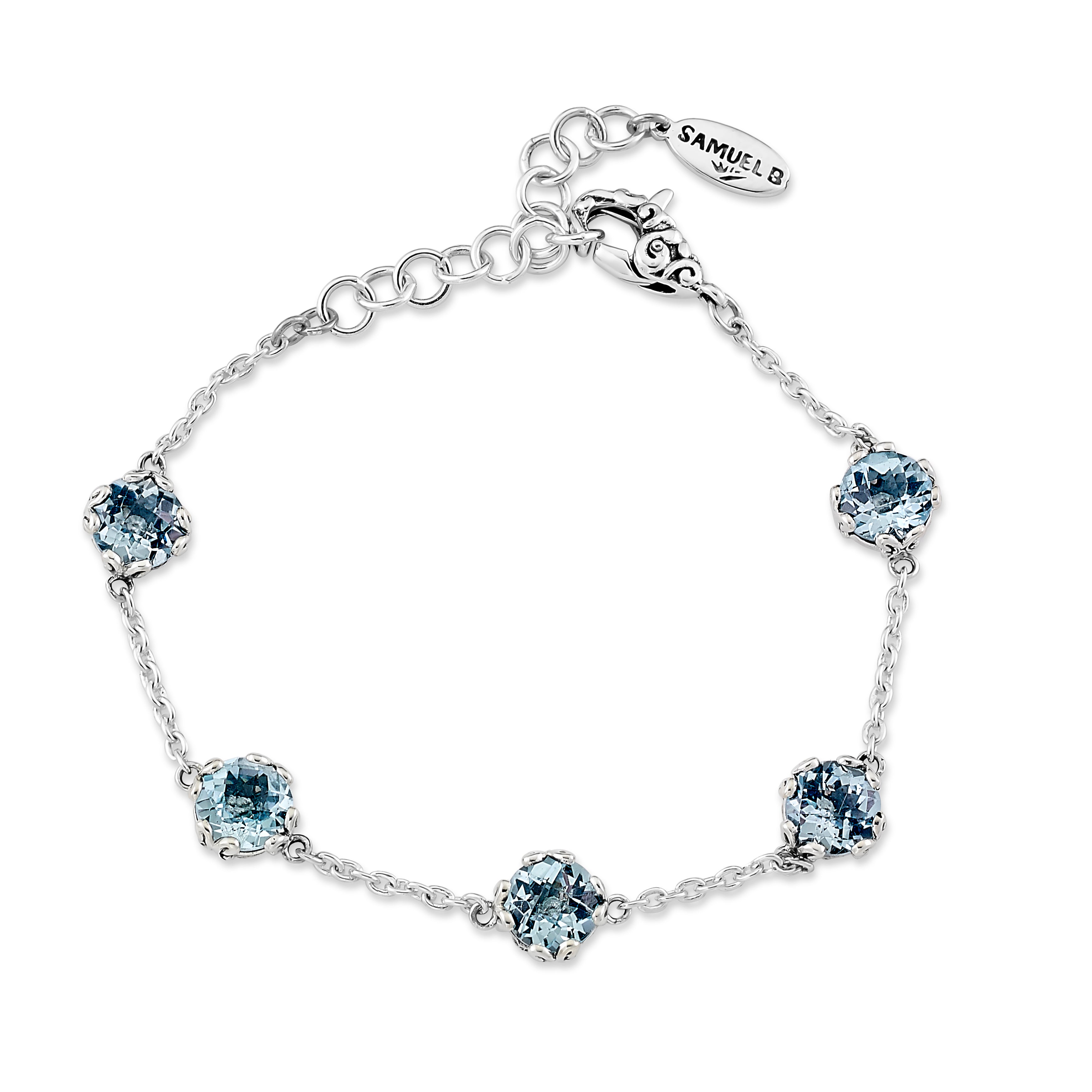 Sterling Silver Gemstone Station Bracelet