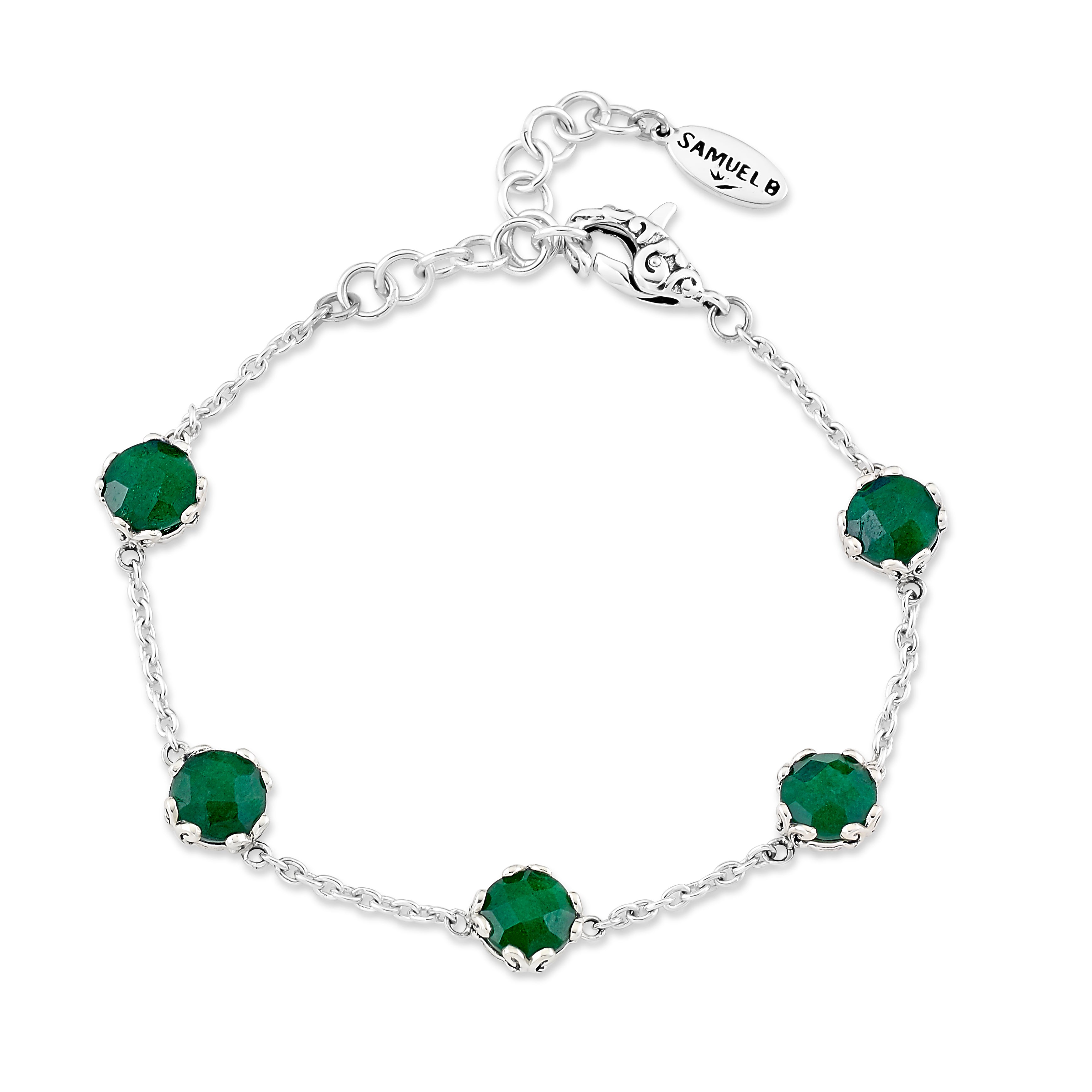 Sterling Silver Gemstone Station Bracelet