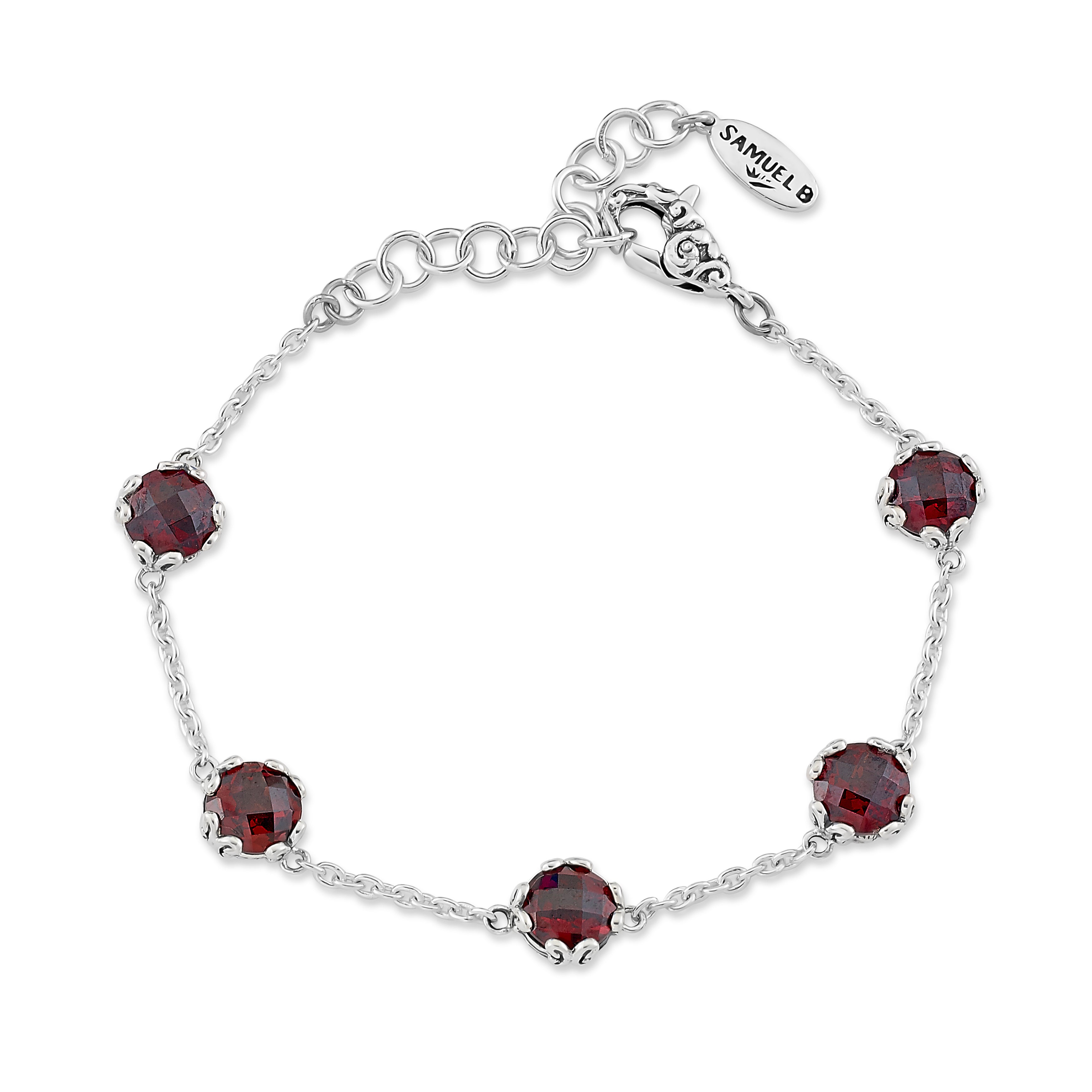 Sterling Silver Gemstone Station Bracelet