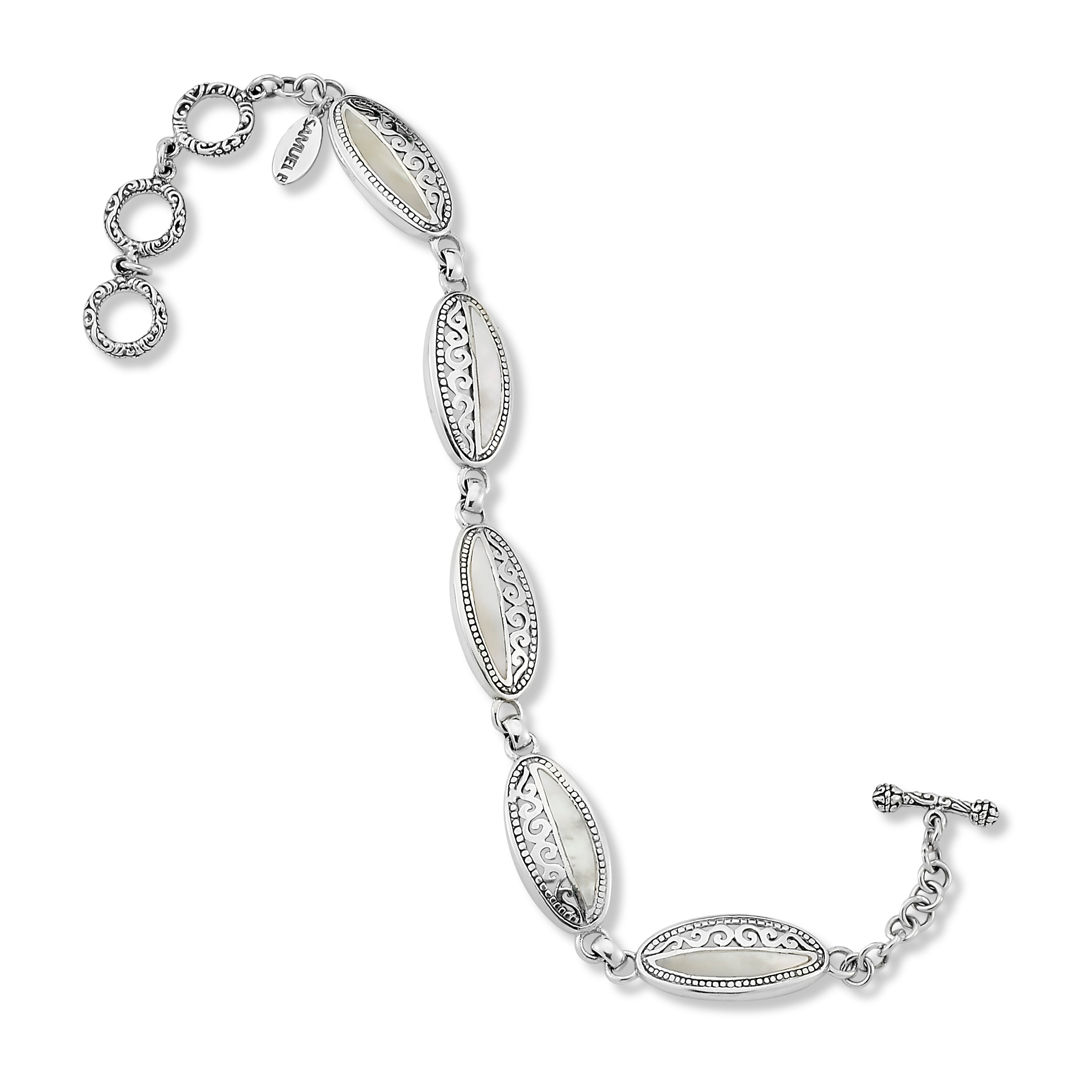 Sterling Silver and Gemstone Inlay Bracelet