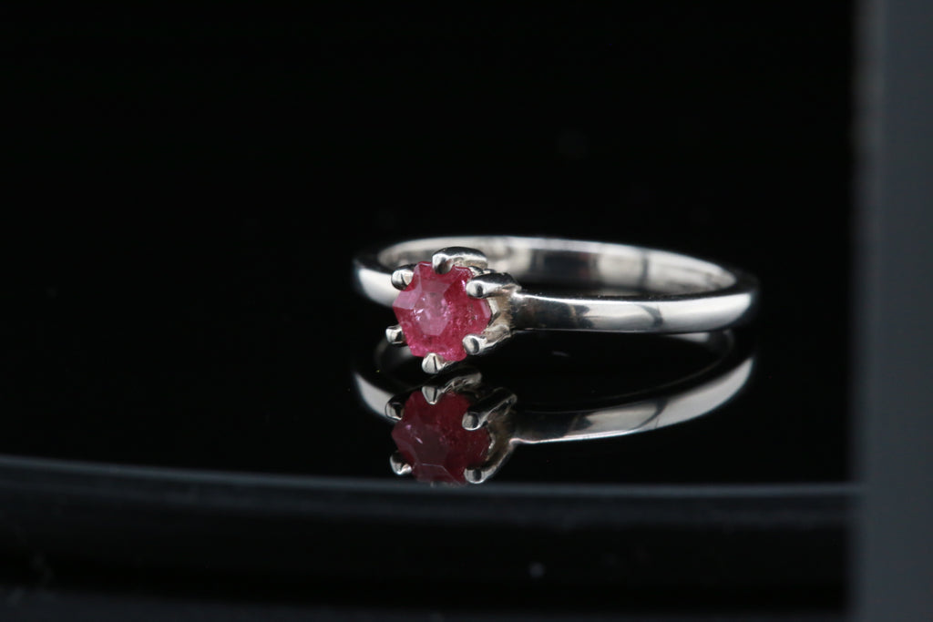 Serena Ring Hexagon-Cut Pink Tourmaline in Sterling Silver