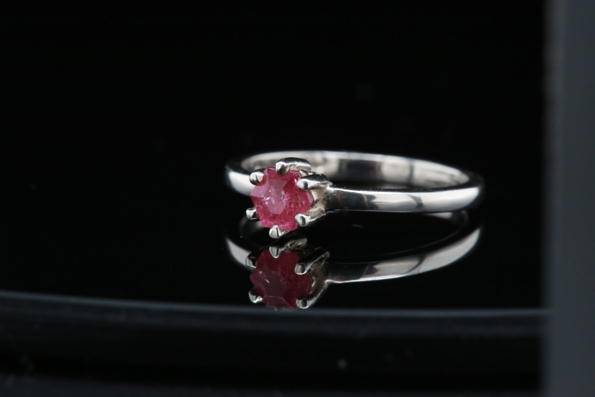 Serena Ring Hexagon-Cut Pink Tourmaline in Sterling Silver