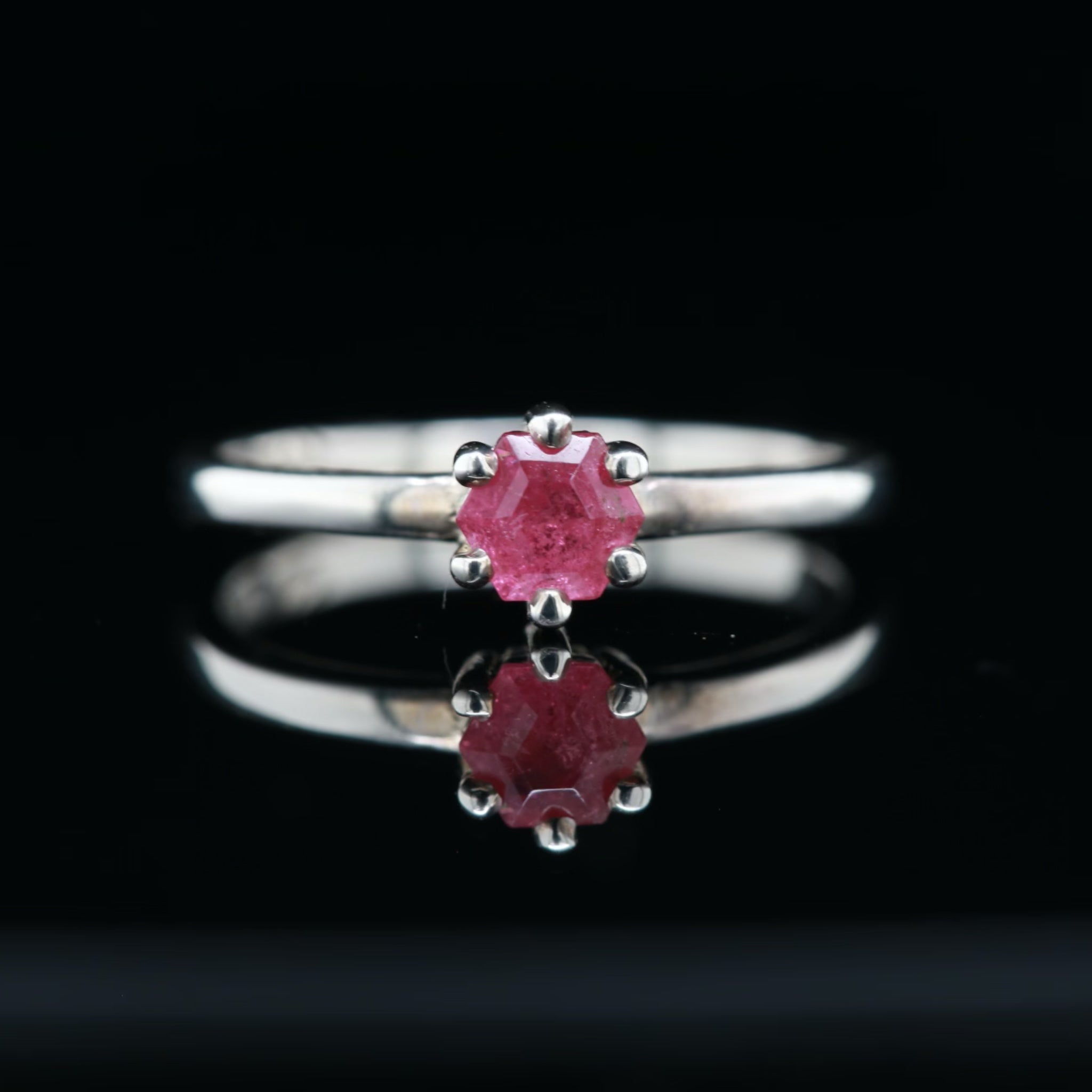 Serena Ring Hexagon-Cut Pink Tourmaline in Sterling Silver