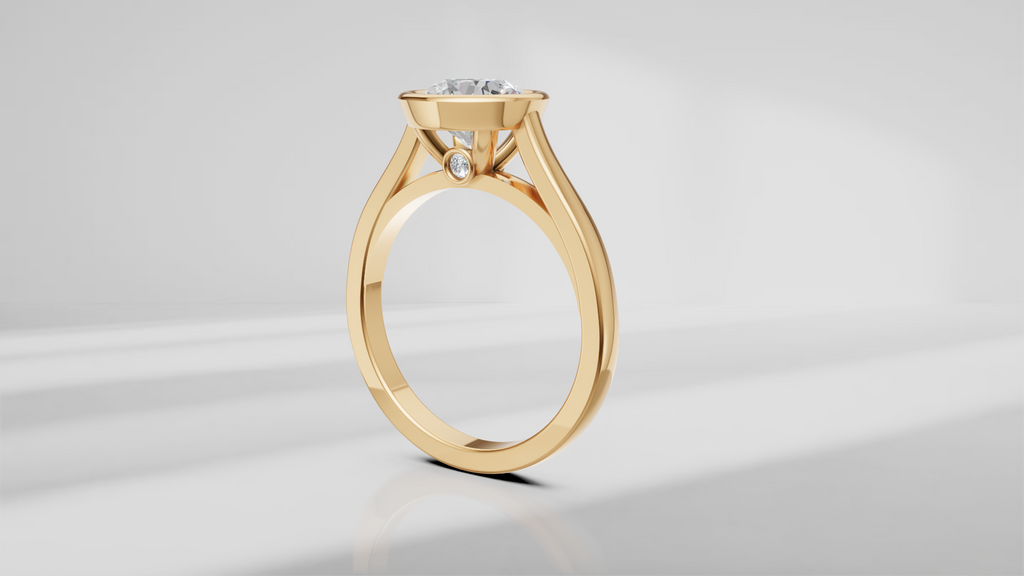 Bezel Set Cathedral Shank Engagement Ring [Made to Order]