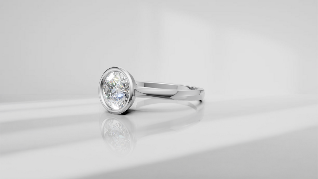 Bezel Set Cathedral Shank Engagement Ring [Made to Order]