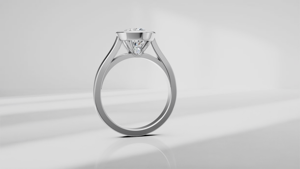 Bezel Set Cathedral Shank Engagement Ring [Made to Order]
