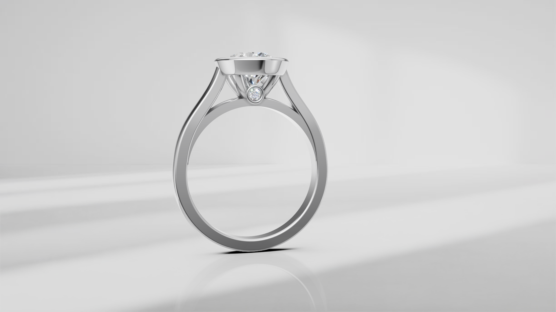 Bezel Set Cathedral Shank Engagement Ring [Made to Order]