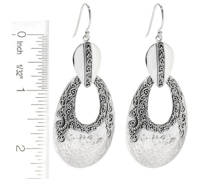 Sterling Silver Large Hammer Finish Earrings