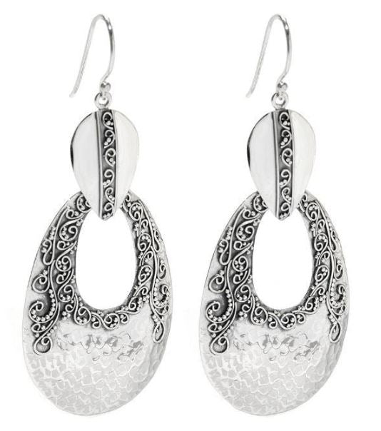 Sterling Silver Large Hammer Finish Earrings