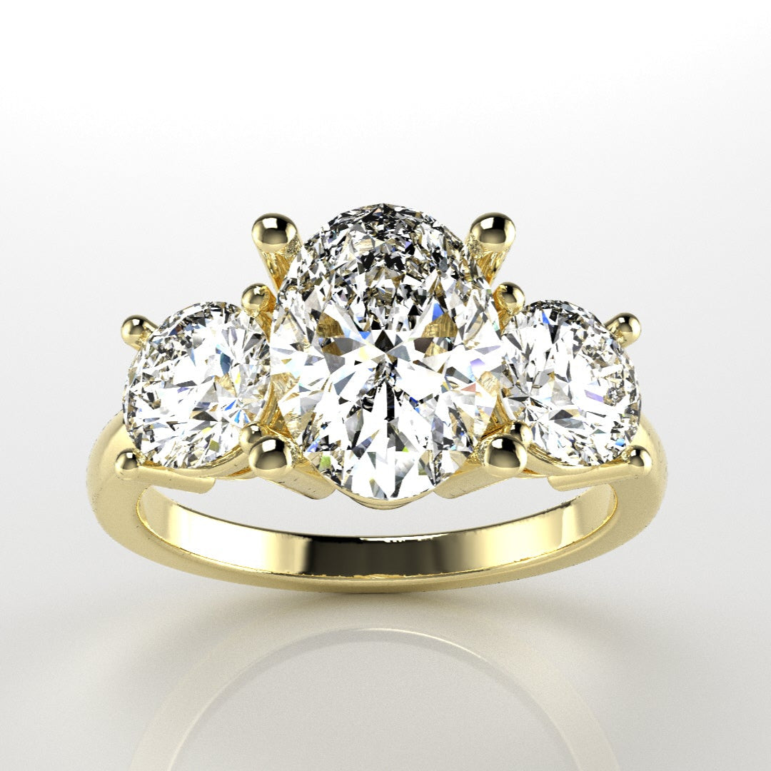 Three Stone Ring in 14K Yellow Gold [Made to Order]