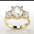 Three Stone Ring in 14K Yellow Gold [Made to Order]