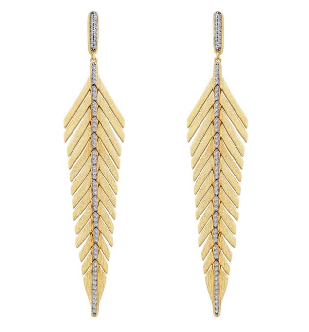 Sterling Silver and Gold Plate Feather Earrings