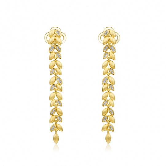 Sterling Silver and Gold Plate Leaf Dangle Earrings
