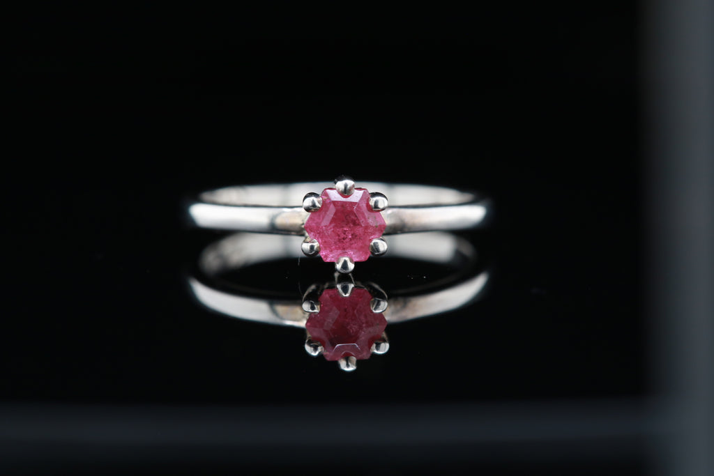Serena Ring Hexagon-Cut Pink Tourmaline in Sterling Silver