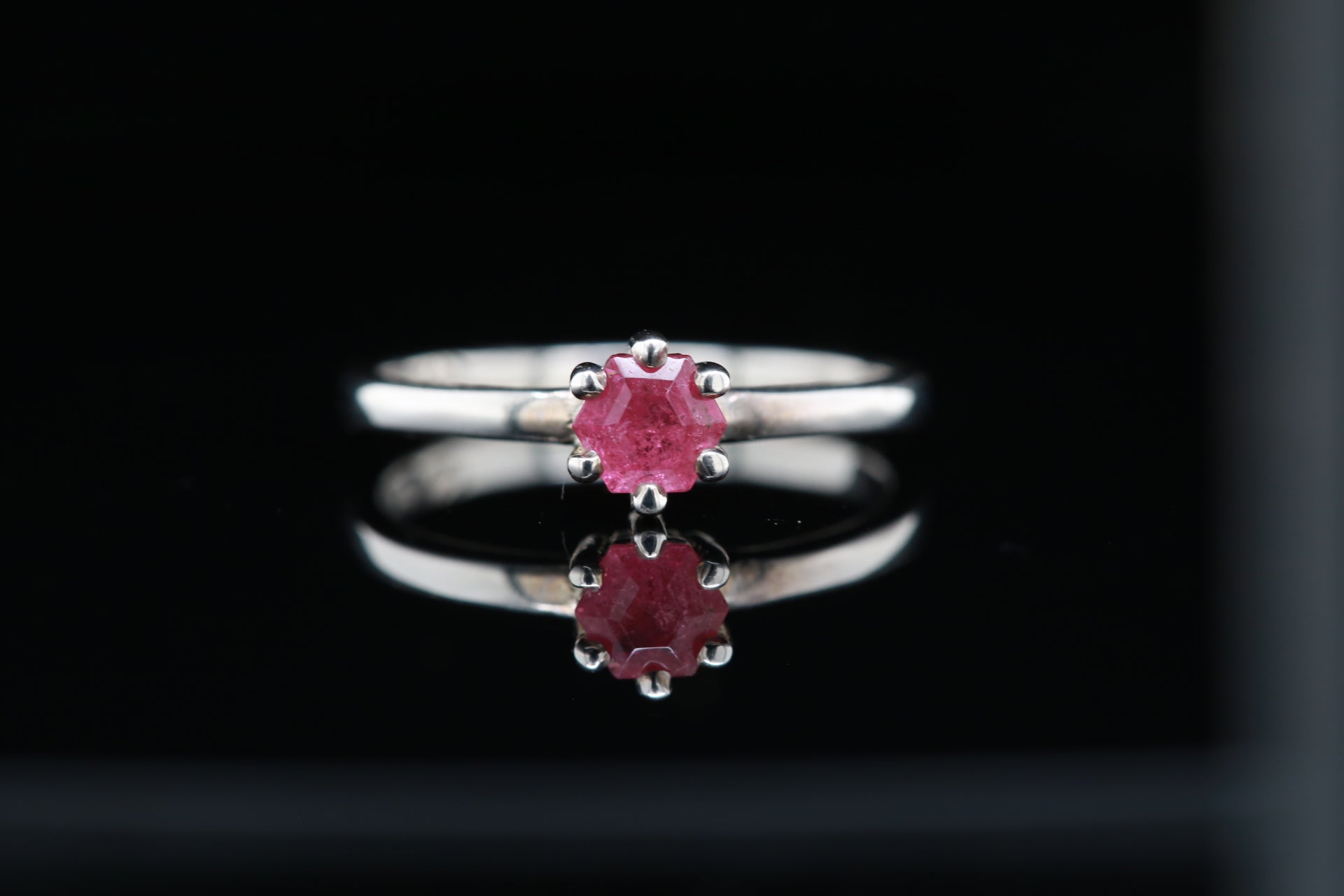 Serena Ring Hexagon-Cut Pink Tourmaline in Sterling Silver
