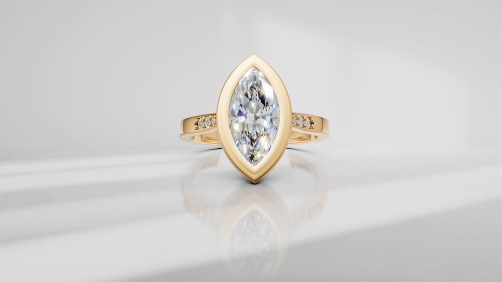 Stepped Bezel Set Marquise Engagement Ring [Made to Order]