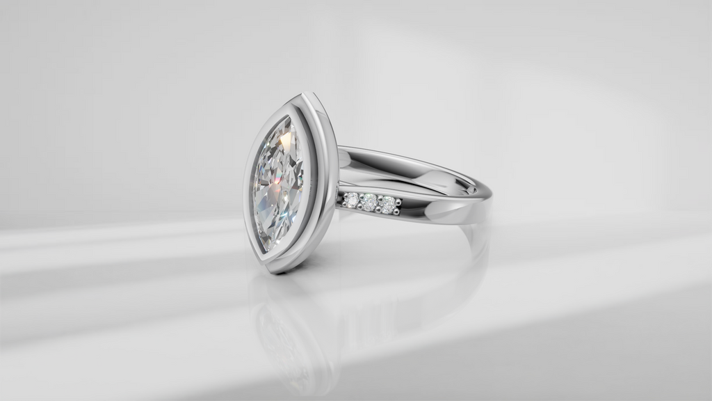 Stepped Bezel Set Marquise Engagement Ring [Made to Order]