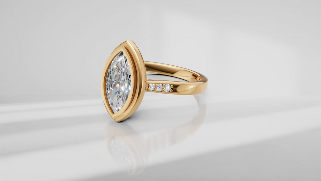 Stepped Bezel Set Marquise Engagement Ring [Made to Order]