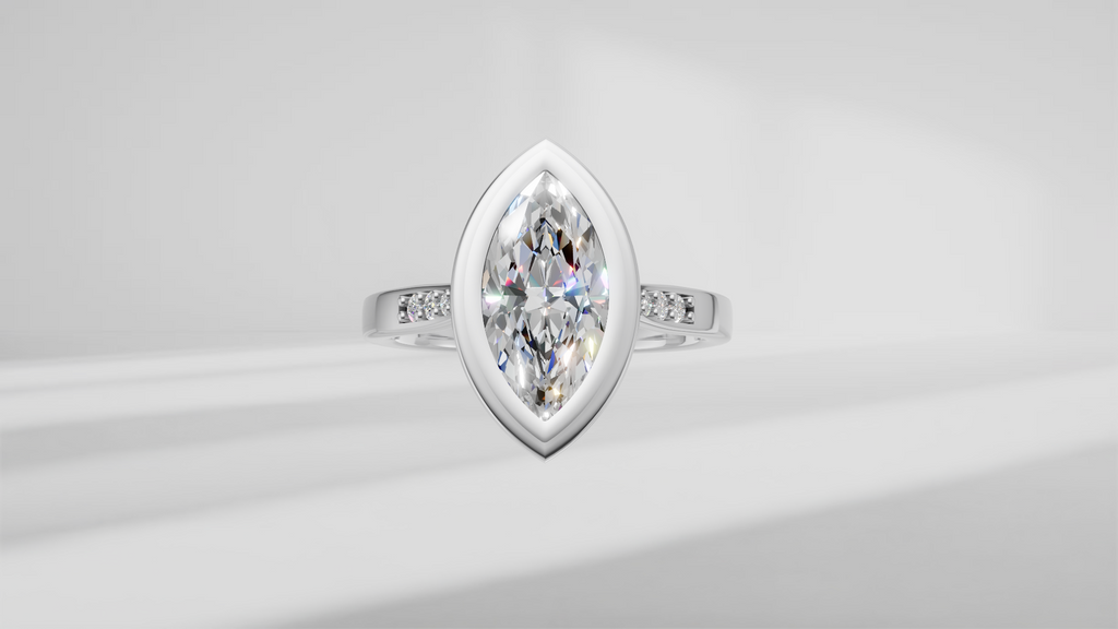 Stepped Bezel Set Marquise Engagement Ring [Made to Order]
