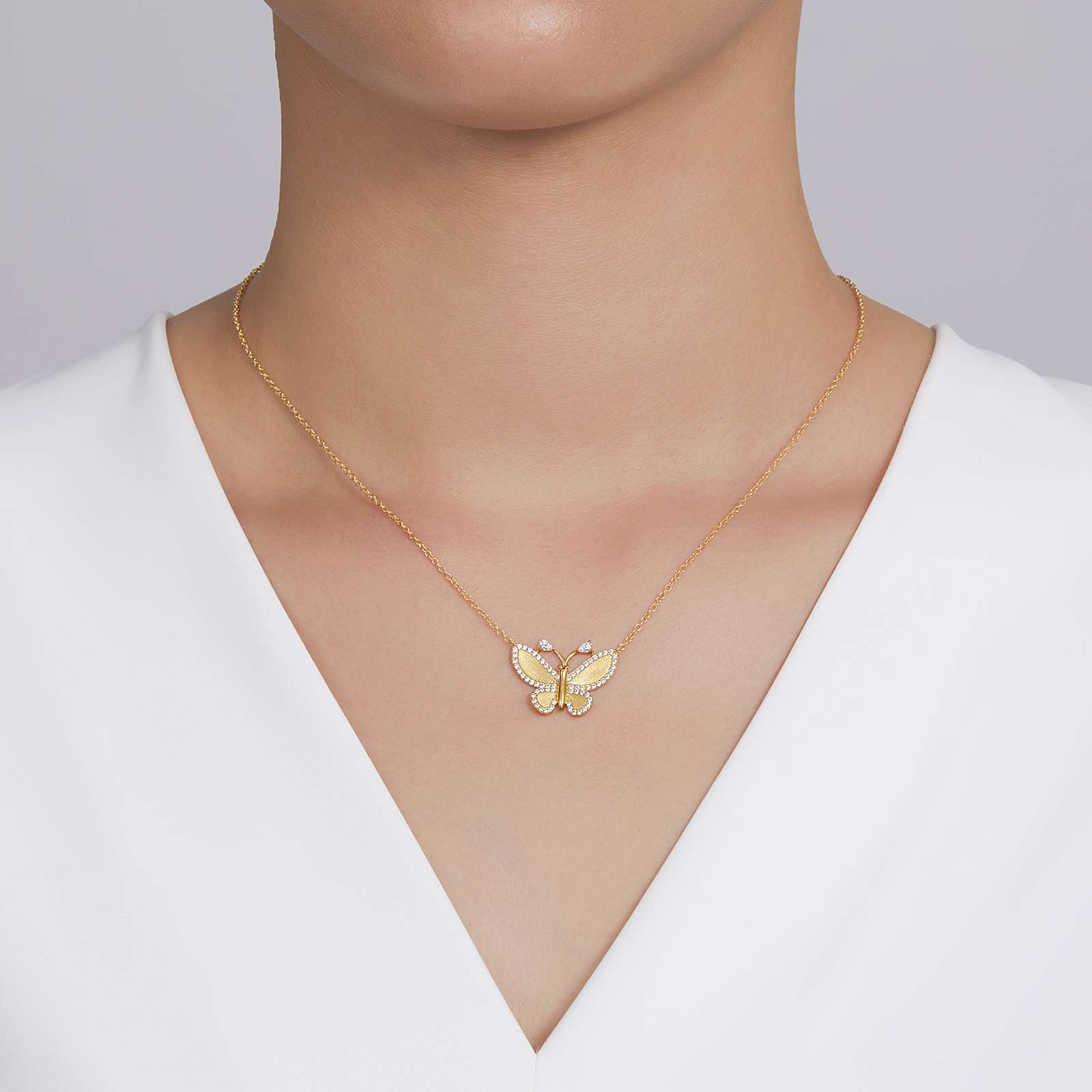 Gold-Toned Sterling Silver Butterfly Necklace