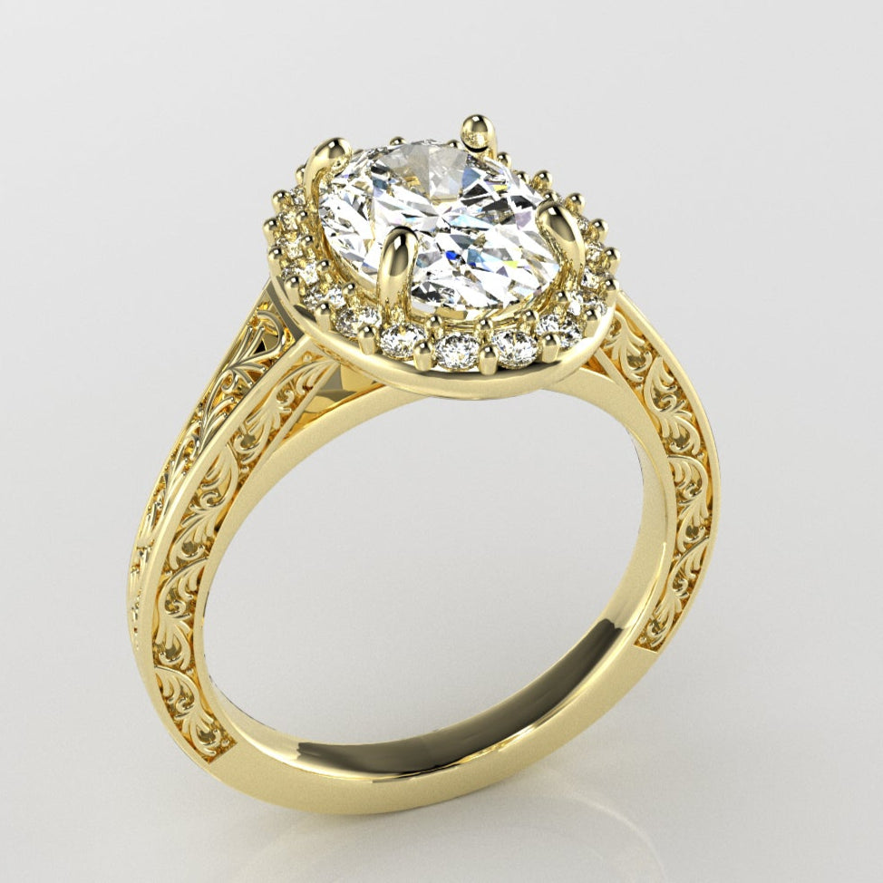 Vintage-Inspired Engagement Ring with Engraving [Made to Order]