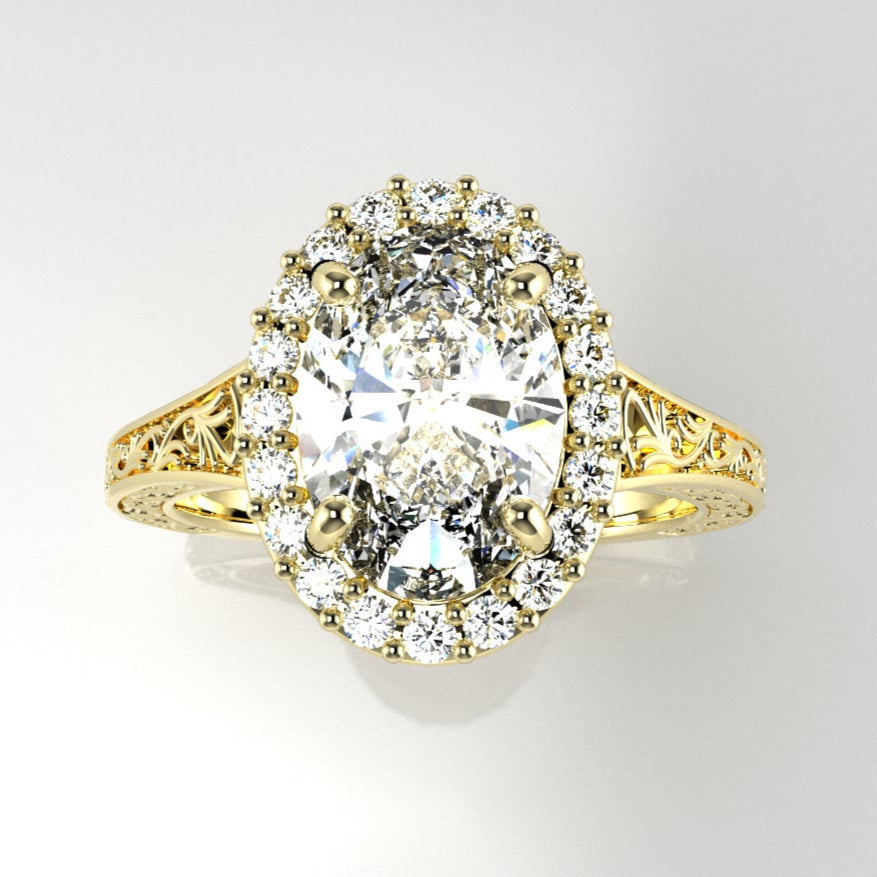 Vintage-Inspired Engagement Ring with Engraving [Made to Order]