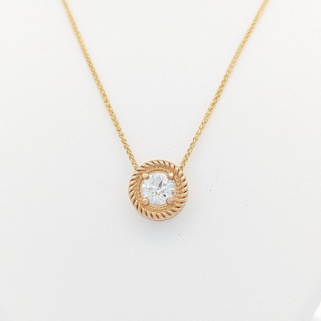 Ramona Solitaire Natural Diamond Necklace with Rope Design