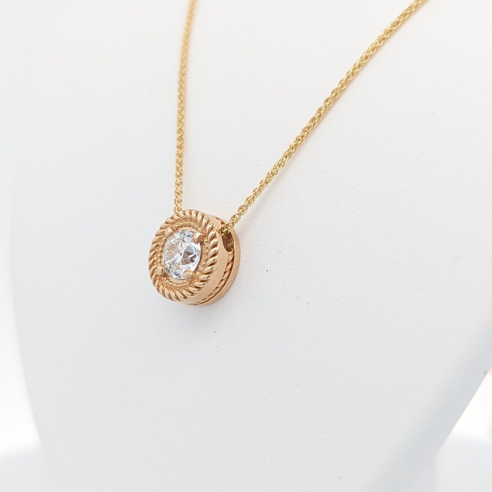 Ramona Solitaire Diamond Necklace with Rope Design