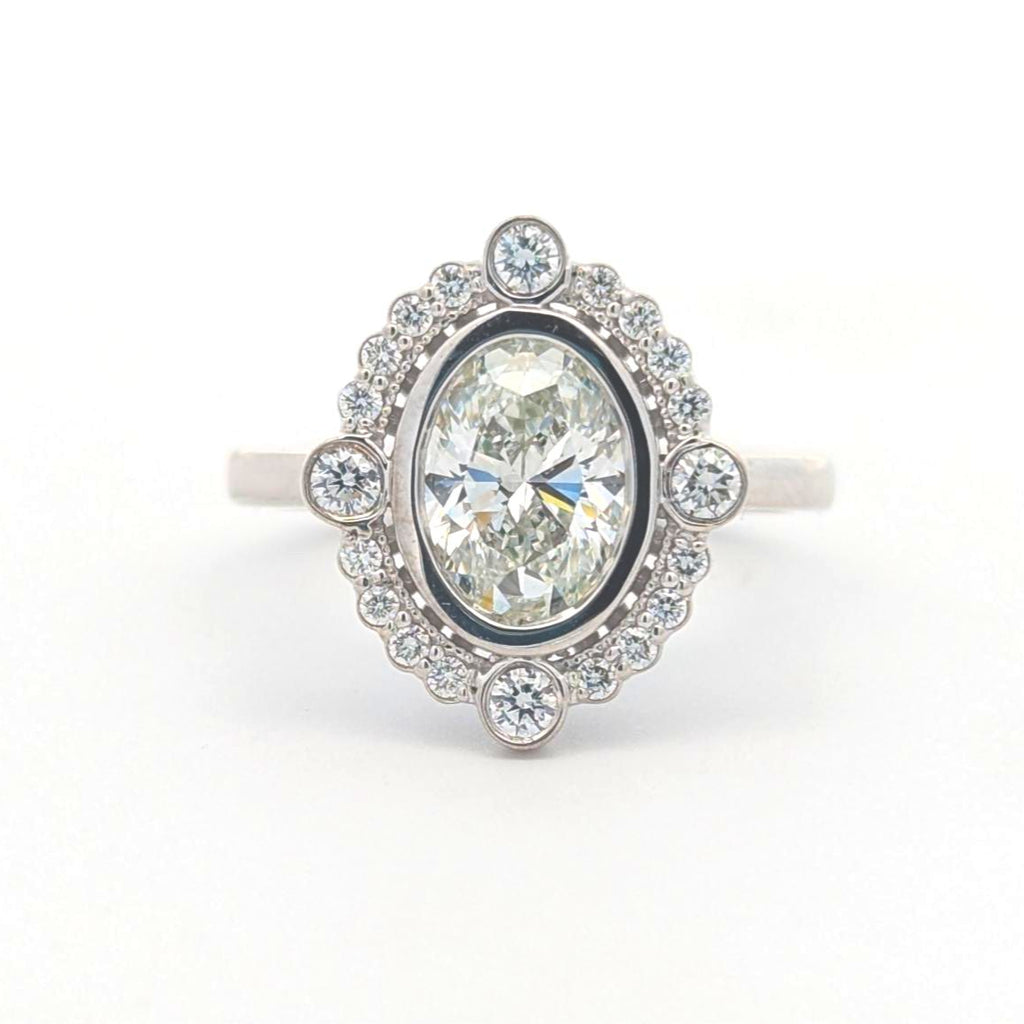 Bezel-Set Halo Engagement Ring [Made to Order]
