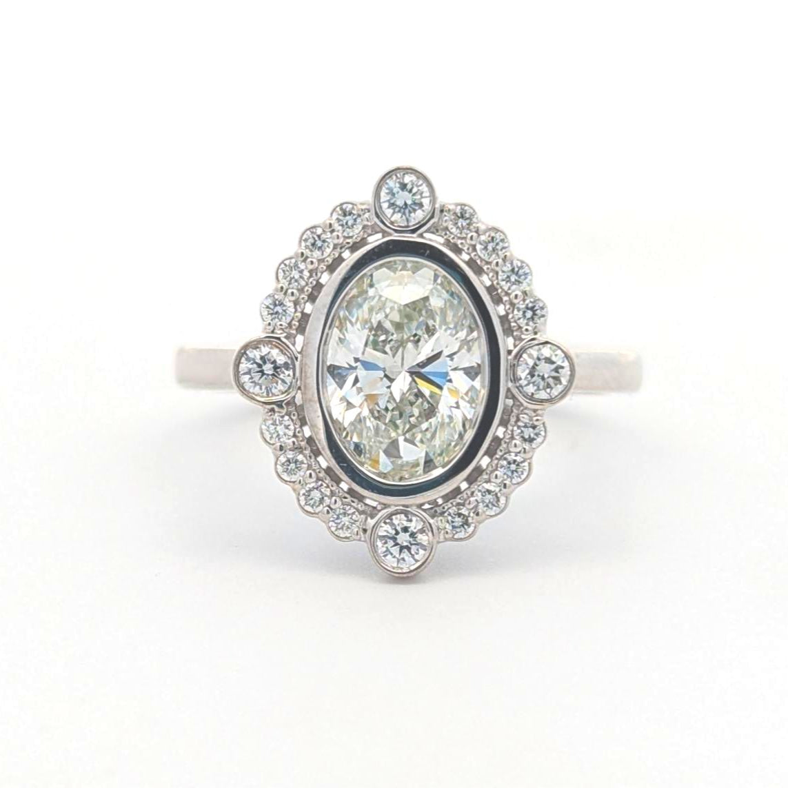 Bezel-Set Halo Engagement Ring [Made to Order]