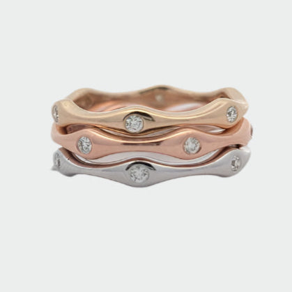 14K Gold Wavy Stackable Rings