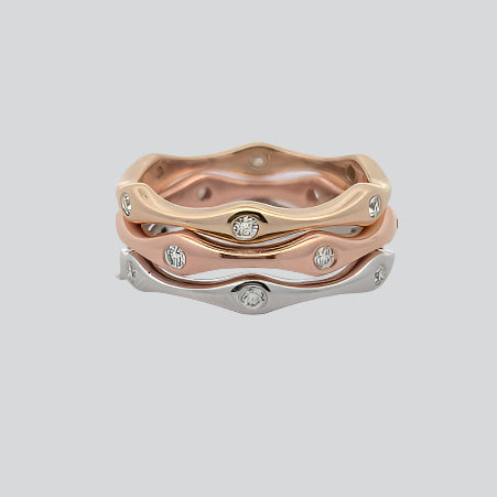 14K Gold Wavy Stackable Rings