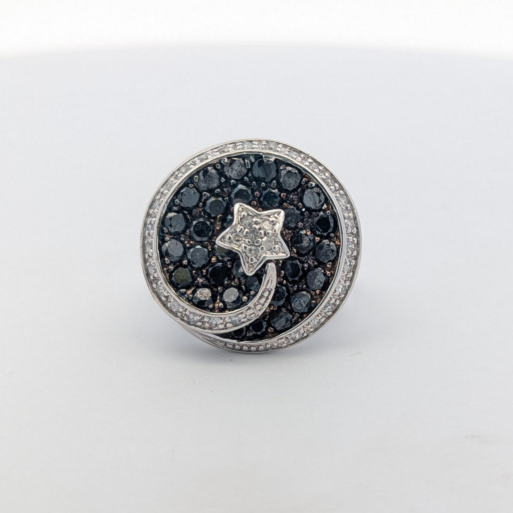 Vintage Black and White Diamond Star Ring