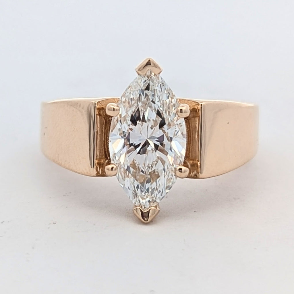 Wide High Polish Solitaire Engagement Ring [Made to Order]