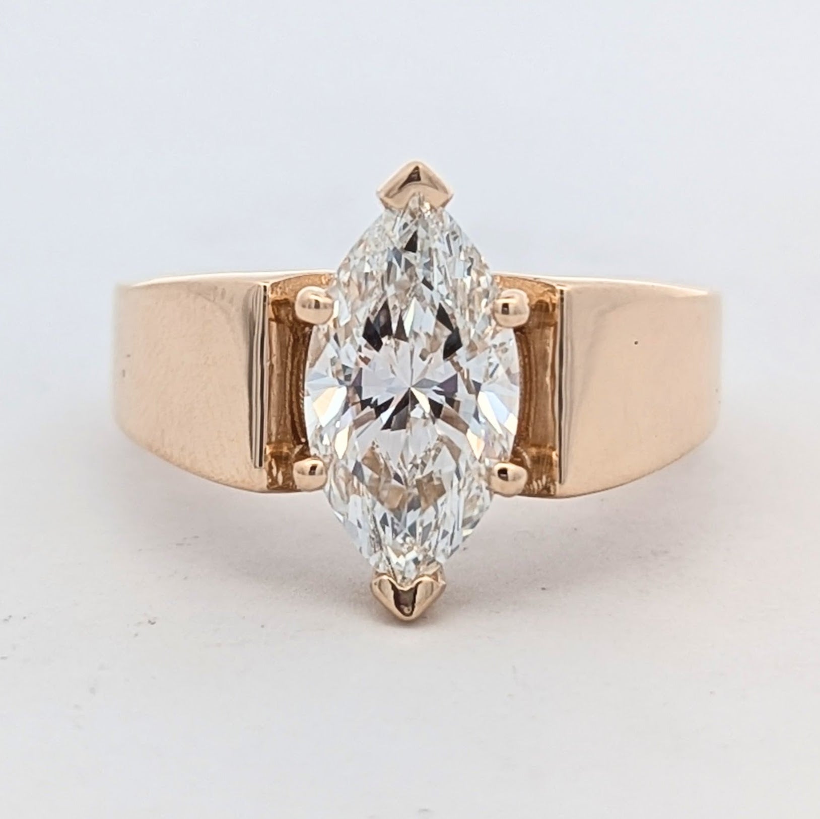 Wide High Polish Solitaire Engagement Ring [Made to Order]