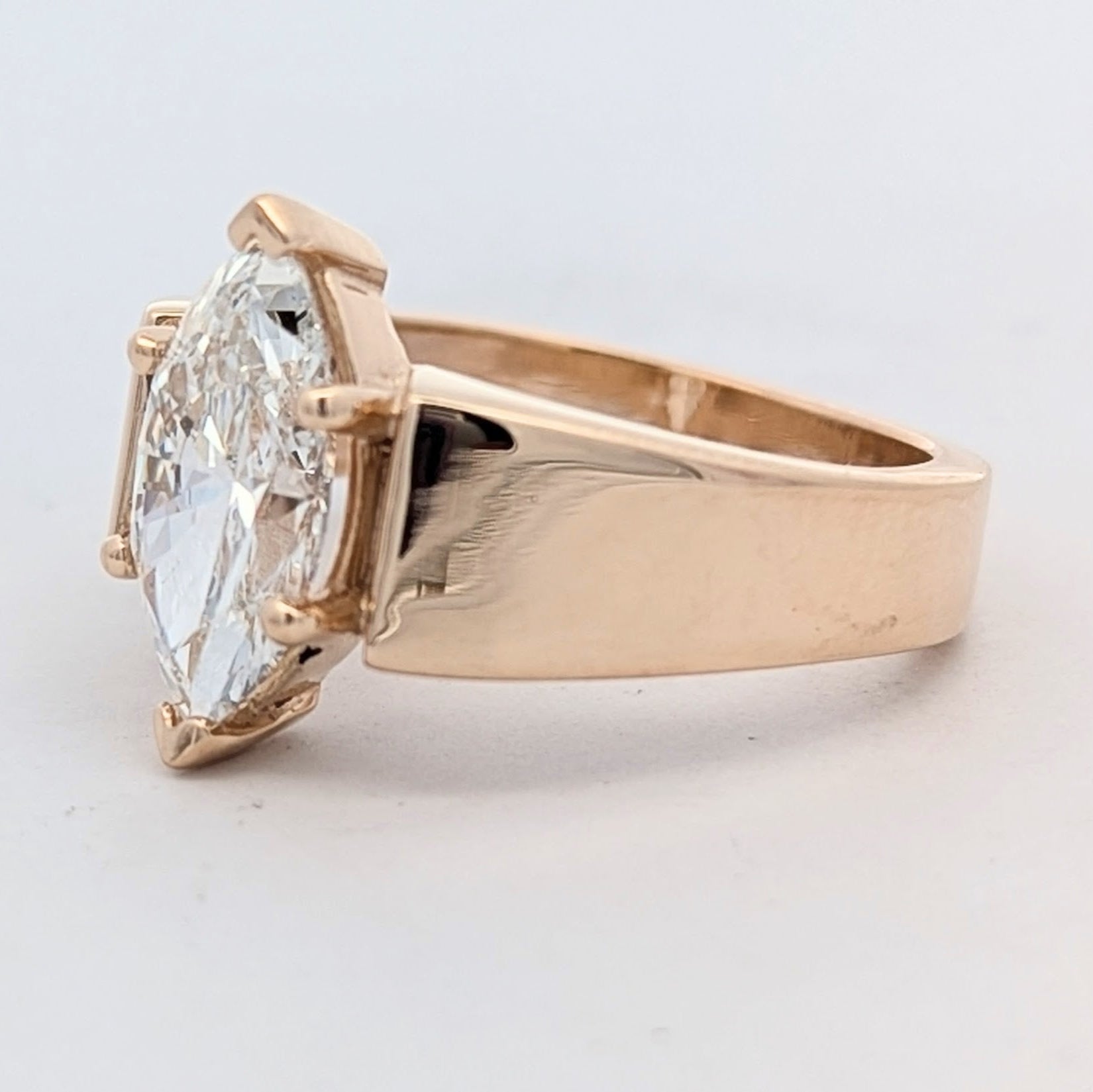 Wide High Polish Solitaire Engagement Ring [Made to Order]