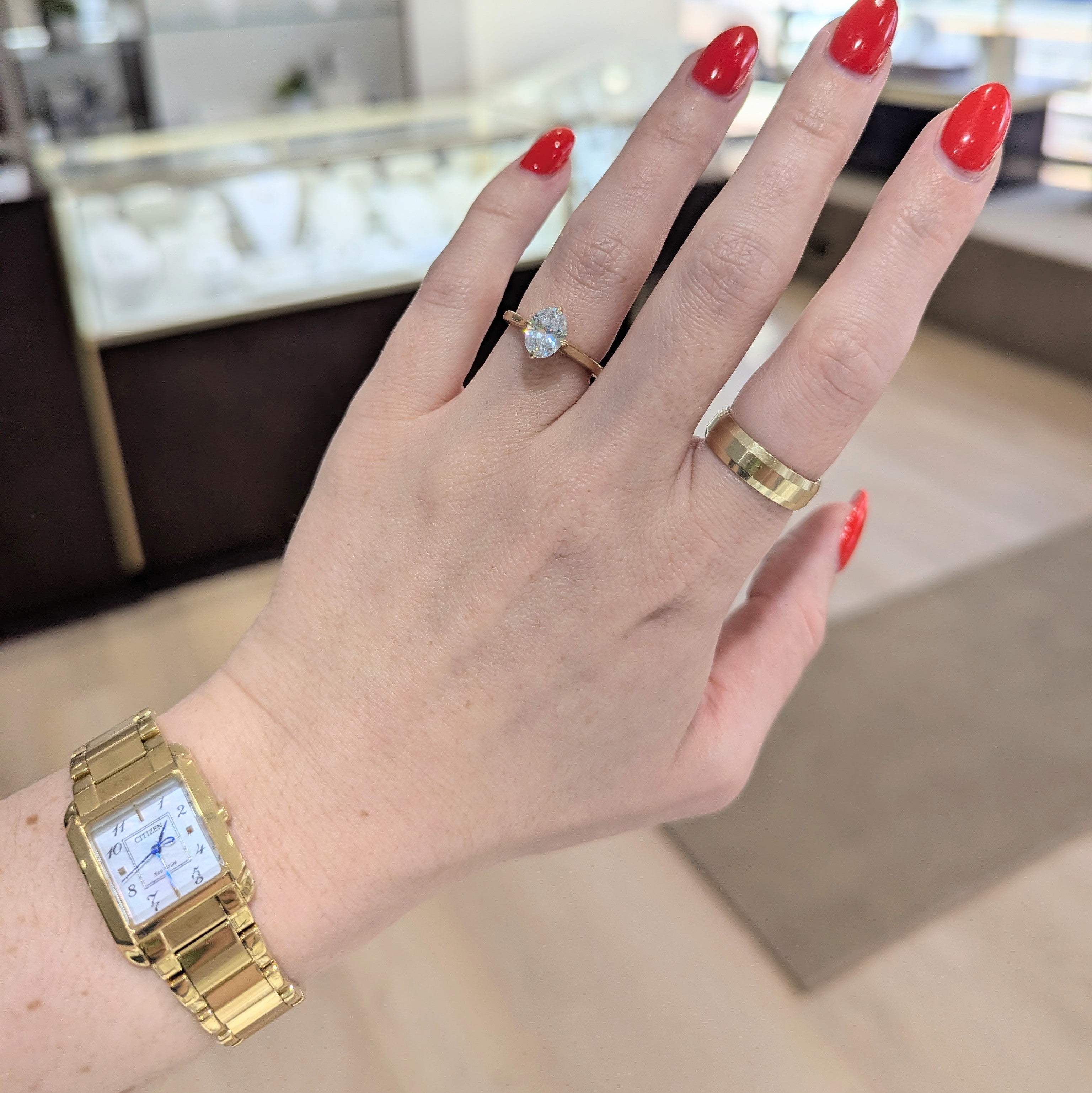 14K Gold Oval Solitaire with Hidden Halo [Made to Order]