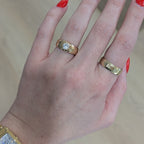 14K Gold Band Star-Set Old Euro Diamond Ring