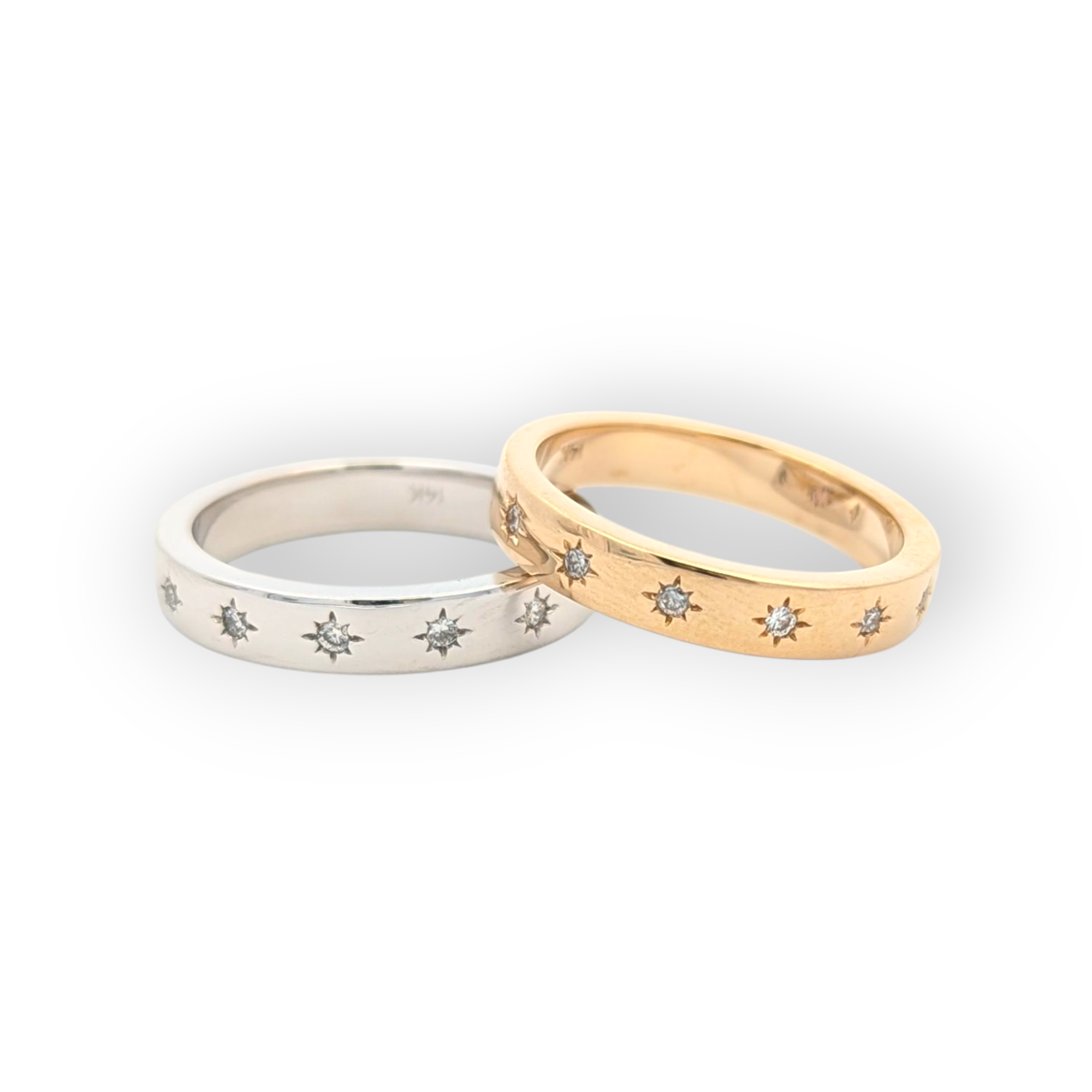 14K Gold Star-Set Bands