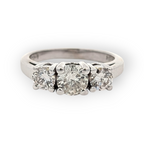 14K White Gold Three-Stone Diamond Ring