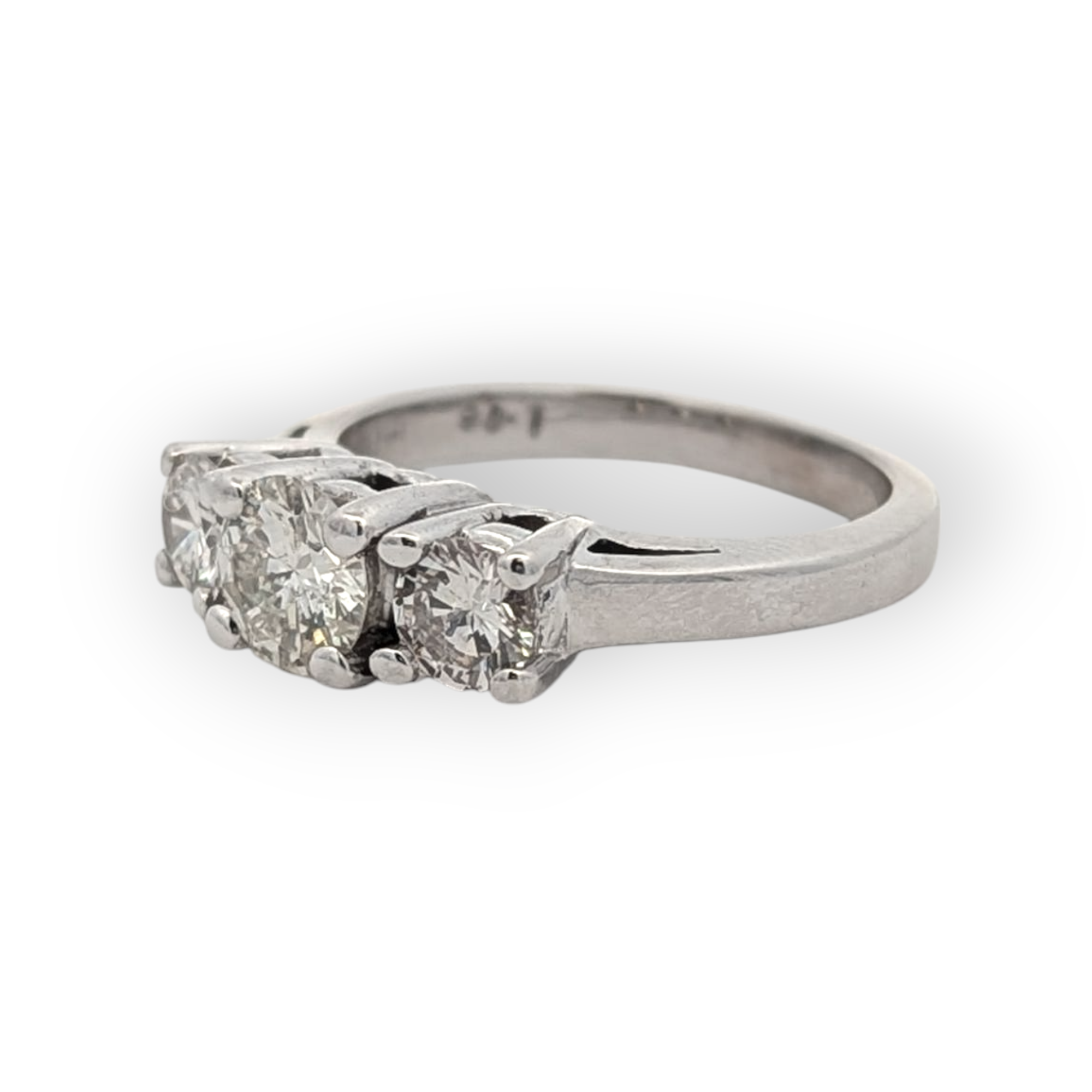 14K White Gold Three-Stone Diamond Ring