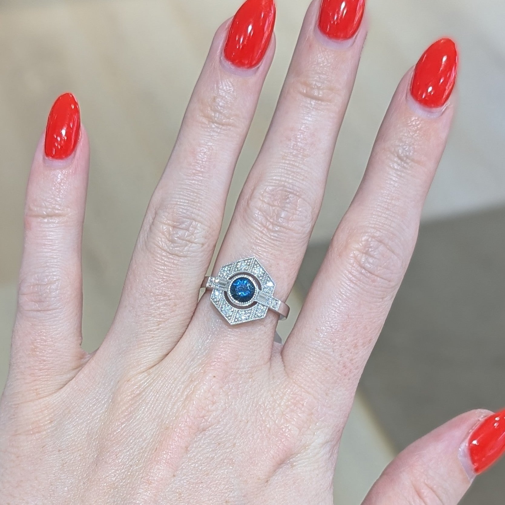 14K White Gold Ring with Untreated Australian Sapphire