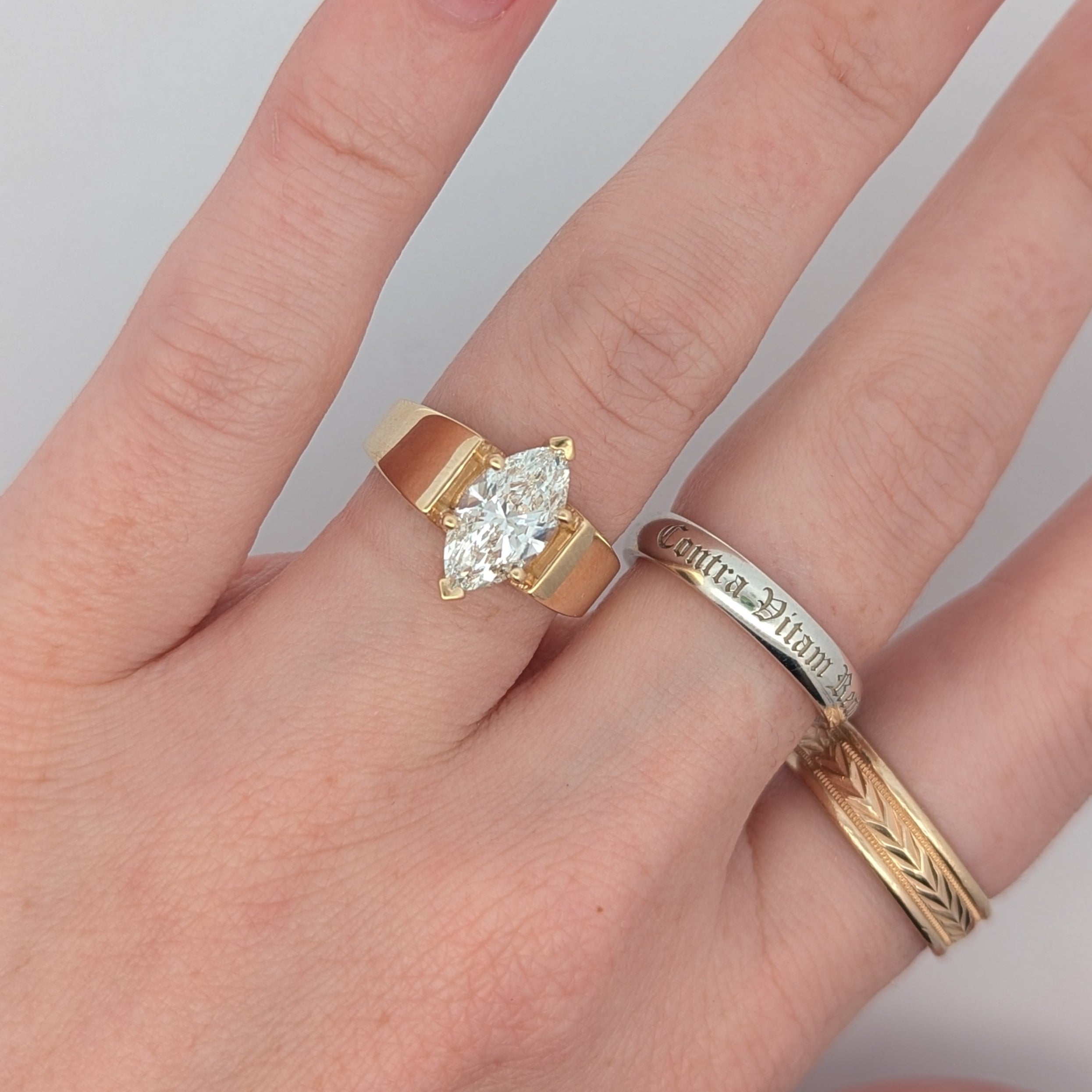 Wide High Polish Solitaire Engagement Ring [Made to Order]