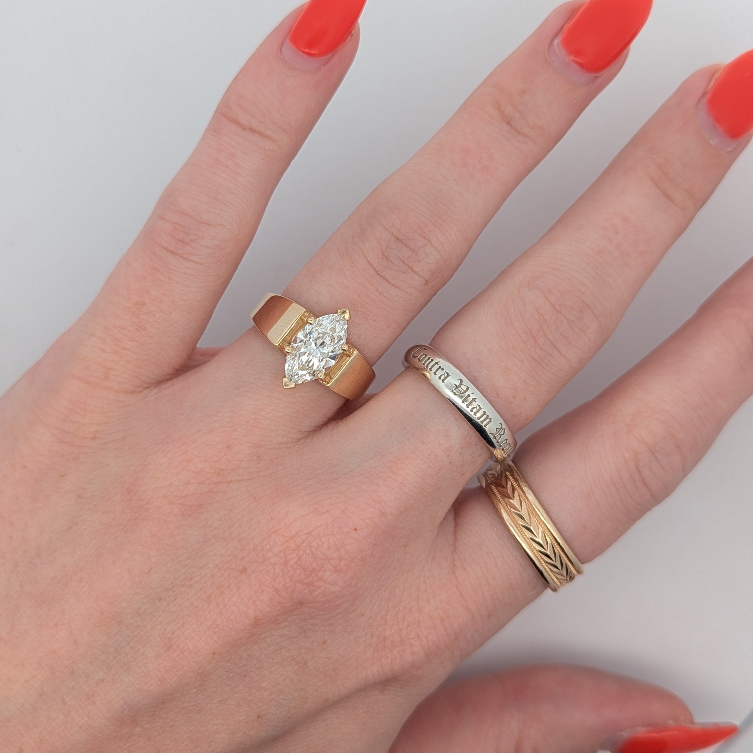 Wide High Polish Solitaire Engagement Ring [Made to Order]