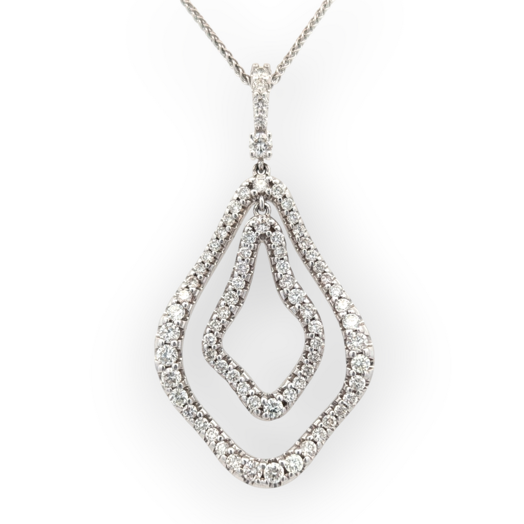14K White Gold Open Diamond Necklace