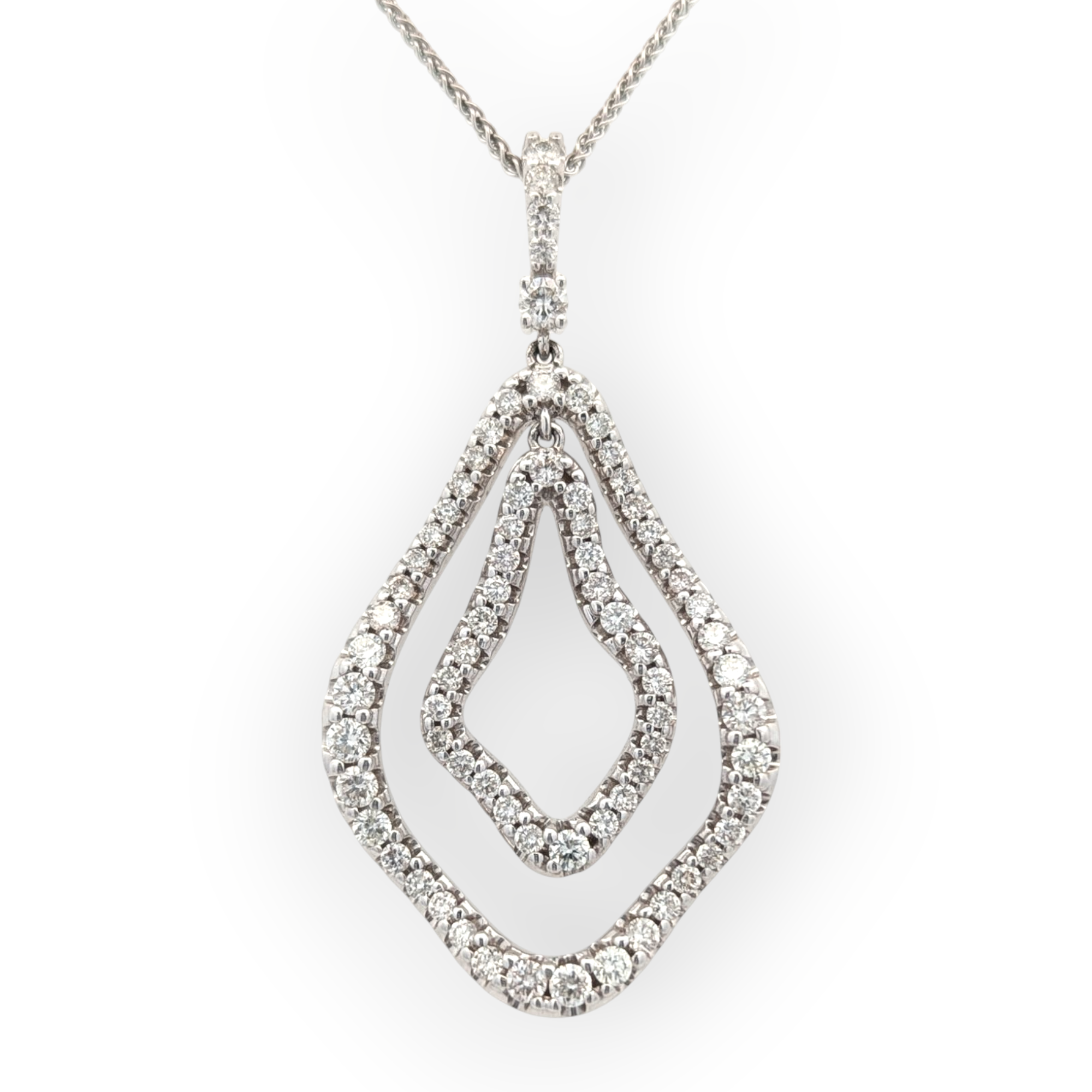 14K White Gold Open Diamond Necklace