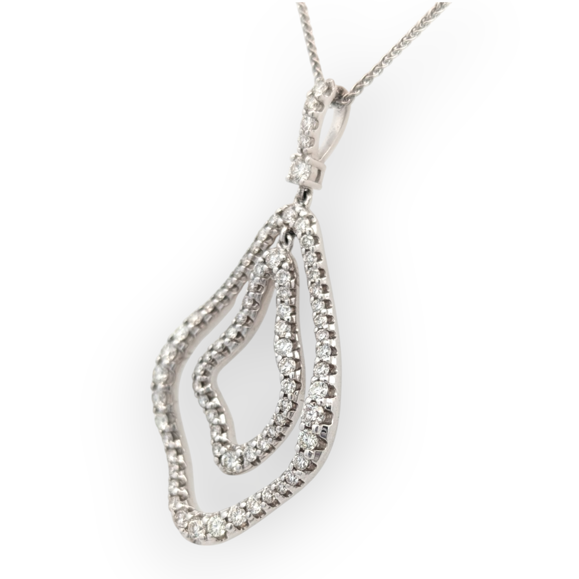 14K White Gold Open Diamond Necklace