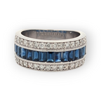 14K White Gold, Diamond, and Sapphire Anniversary Band
