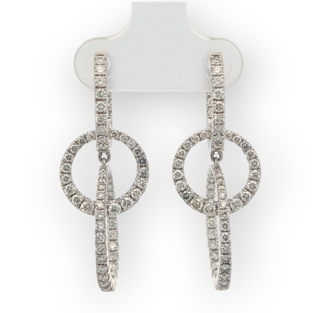 14K White Gold Triple Loop Earrings