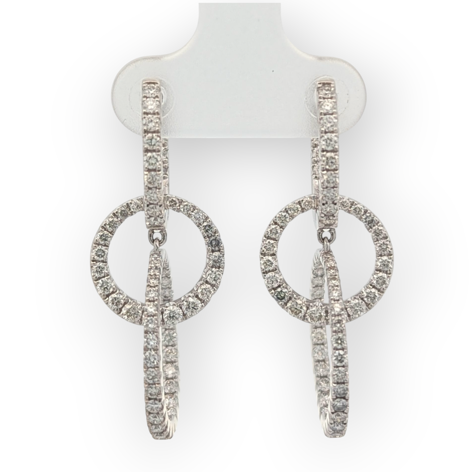 14K White Gold Triple Loop Earrings